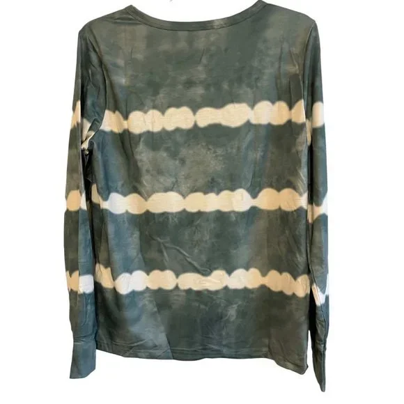 Tie-dyed Stripes Long Sleeve Shorts Lounge Set MEDIUM (606) - Picture 5 of 6